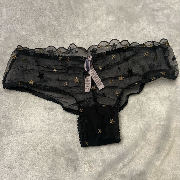 New! Victoria's Secret The Lacie Black Sheer Mesh Cheeky Panty 10392 - Picture 4 of 9